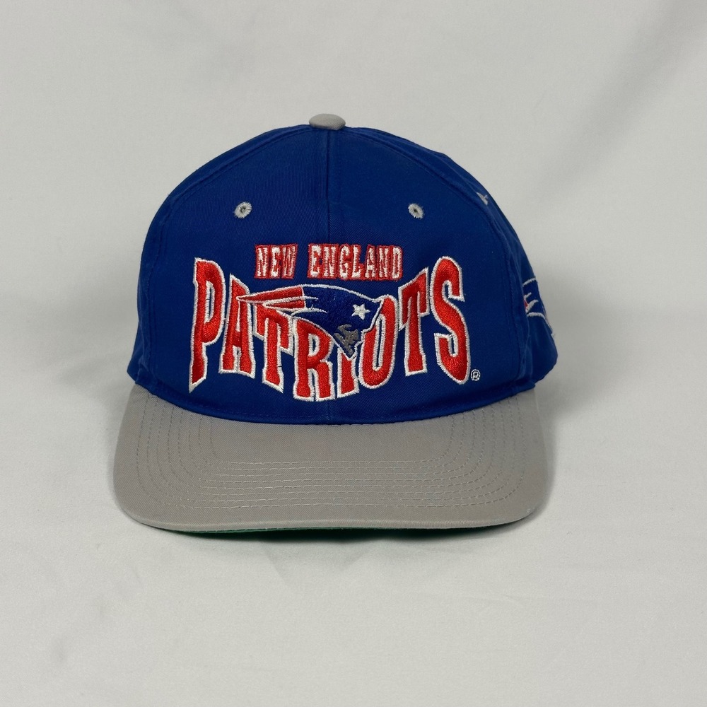 Vintage 90's New England Patriots Hat Blue Grey Snapback NFL Cap Green Underbrim - Picture 2 of 10
